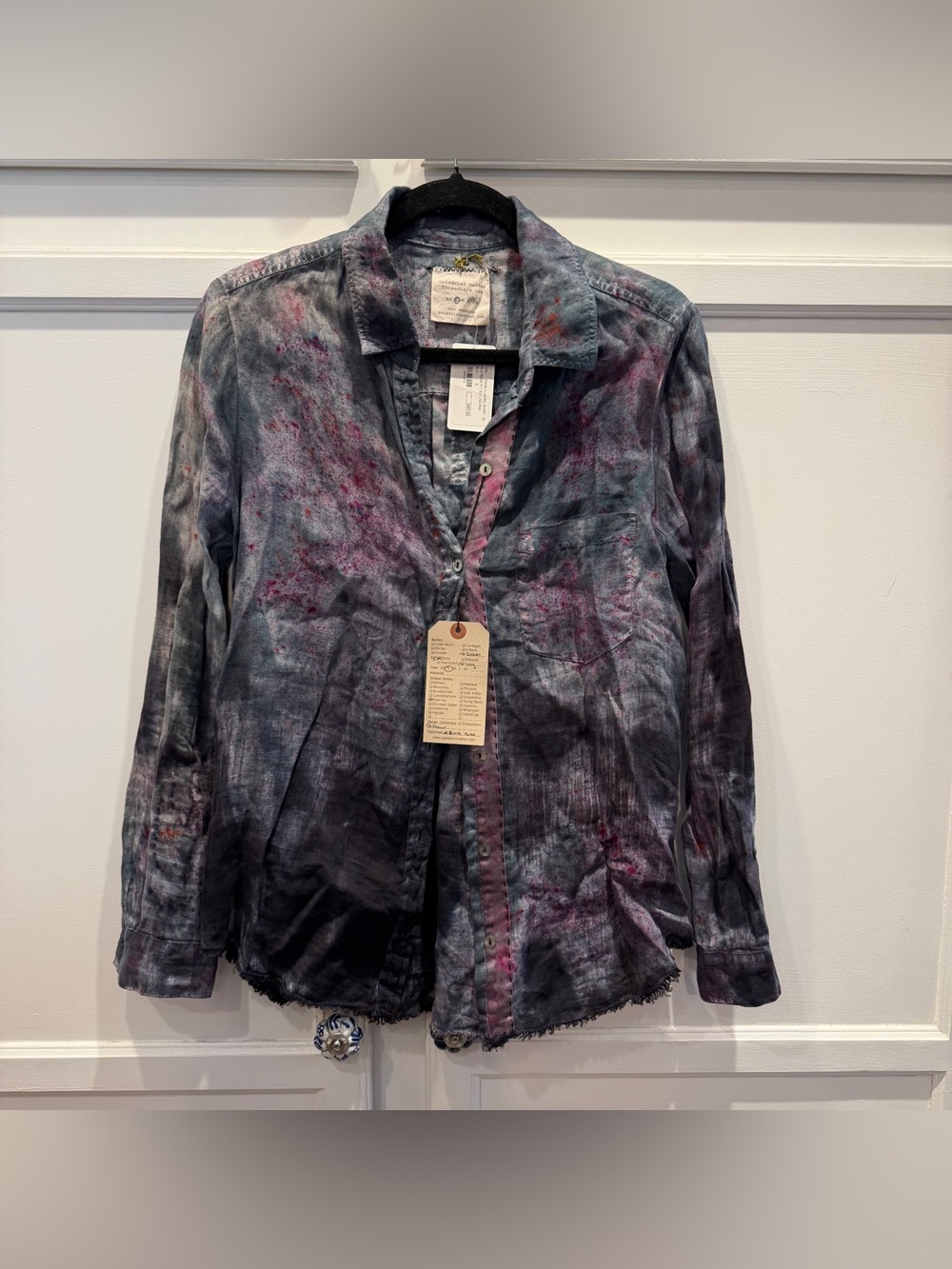 Galadriel Mattei Black Rose (Charcoal/Purple) Linen Long Sleeve Button Down Sz S